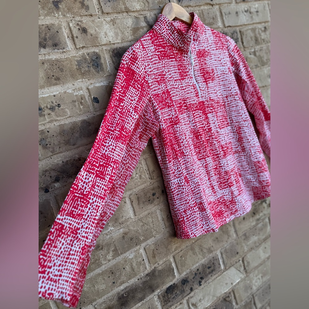 IBKUL Women's CORAL Patterned Half-Zip Top SIZE M - Picture 3 of 7